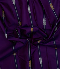 Dark Purple Handloom Kanchipuram Silk Saree With Stripes & Buttas-KA15491