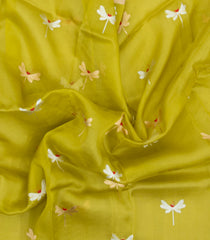 Lime Green Woven Pure Banarasi Organza Silk Saree With Meena Buttas-KS1156