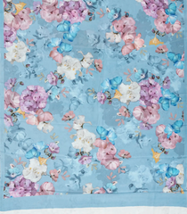 Light Blue Woven Crepe Silk Saree With Printed Floral Motifs-PS0522