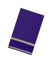 Violet Handloom Silk Cotton Saree With Stripes & Contrast Border-SC4563