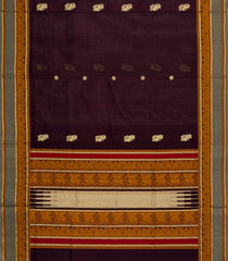 Dark Maroon Handloom Silk Cotton Saree With Yazhi Buttas & Contrast Border-SC3993