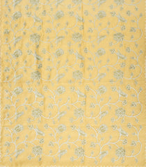 Sandal Woven Blended Linen Saree With Embroidered Bird Motifs-BL3864