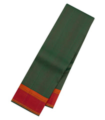 Bottle Green Handloom Kanchipuram Silk Saree With Half Diamond Motifs-KA15291