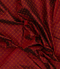Maroon Handloom Silk Cotton Saree With Dotted Checks-SC4337
