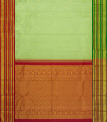 Mint Green Handloom Korvai Kanchipuram Silk Saree With Zari Buttas-KA16688