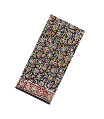 Black Printed Jaipur Cotton Saree With Floral Motifs-JC1523