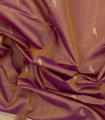 Dusty Peach Handloom Silk Cotton Saree With Parrot Buttas-SC3971