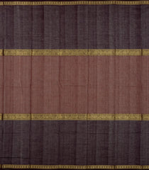 Brown Handloom Muppagam Kanchi Cotton Saree With Checks-KC1597