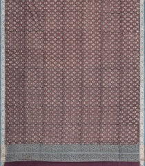 Brown Printed Chanderi Cotton Saree With Contrast Zari Border-CC1684