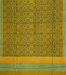 Mustard Printed Pure Silk Saree With Floral Motifs-PS0835