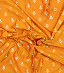 Mustard Woven Blended Satin Saree With Floral Zari Buttas-BL6016
