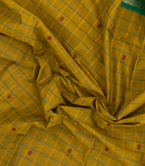 Olive Green Woven Chettinad Cotton Saree With Checks-CN1889