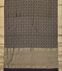 Black Mysore Crepe Silk Saree With Peacock Motifs-MS3094