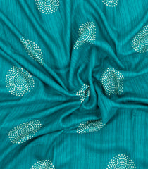 Turquoise Printed Synthetic Dola Silk Saree With Zari Border-SY0414