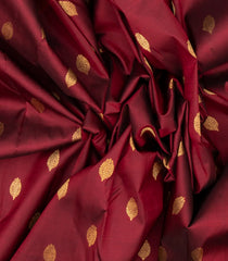 Maroon Handloom Kanchipuram Silk Saree With Floral Zari Buttas-KA12977