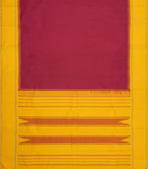 Crimson Handloom Korvai Kanchipuram Silk Saree With Yellow Temple Border-KA16709