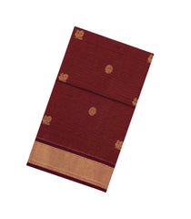 Crimson Handloom Silk Cotton Saree With Zari Chekcs & Buttas-SC4063