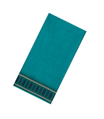 Turquoise Woven Tussar Silk Saree With Contrast Border-TU3480