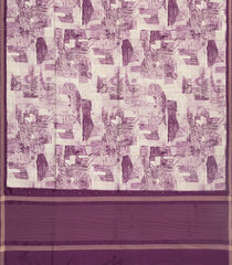 Lilac Printed Synthetic Tussar Saree With Abstract Motifs-BL5386
