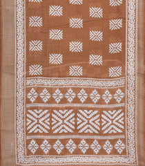 Brown Printed Synthetic Dola Silk Saree With Zari Border-BL5034