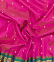 Hot Pink Handloom Gadwal Silk Saree With Buttas & Contrast Border-GA0428