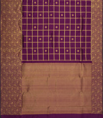 Dark Magenta Handloom Kanchipuram Silk Saree With Zari Checks & Buttas-KA16796