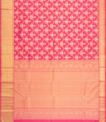 Peach Handloom Kanchipuram Silk Saree With Meena Floral Jaal Motifs-KA15831