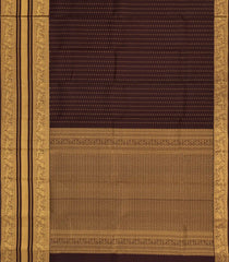 Dark Maroon Handloom Kanchipuram Silk Saree With Floral Motifs & Zari Border-KA14173