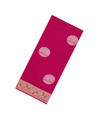 Pink Printed Synthetics Dola Zari Lining With Jacquard Zari Border-BL5178
