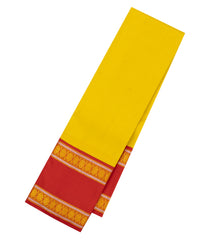 Mustard Handloom Korvai Kanchipuram Silk Saree With Buttas-KA14593