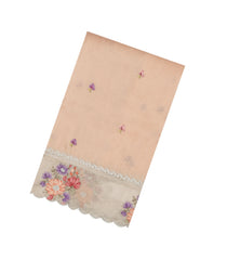 Light Peach Embroidered Synthetic Tissue Saree With Floral Motifs-SY0568