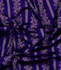 Blue Woven Synthetic Dupion Saree With Floral Vine Motifs-BL5022