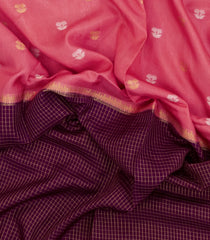 Peach & Maroon Woven Blended Viscose Half & Half Saree-BL5614