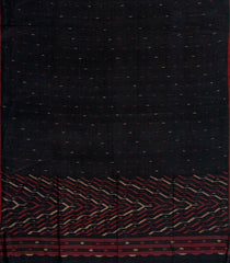 Black Handloom Bengal Cotton Saree With Meena Buttas-BG1990
