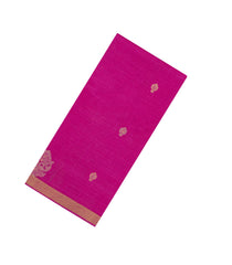 Hot Pink Woven Tussar Silk Saree With Peacock Buttas-TU3273