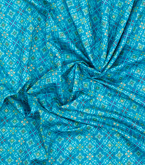 Turquoise Woven Art Dupion Saree With Tie & Dye Motifs-BL5866