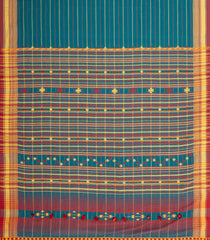 Cyan Handloom Chanderi Cotton Saree With Bhujodi Pallu-CC1361