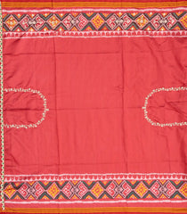 Brown Handloom Blended  Silk Saree With Ikat Motifs & Hand Embroidered Selvage-EN1712