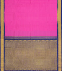 BubbleGum Pink Handloom Korvai Kanchipuram Silk Saree With Vairaoosi Stripes-KA13833