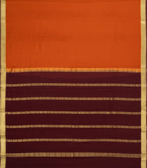 Orange Woven Mysore Silk Saree With Contrast Zari Border-MS3607