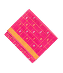 Hot Pink Handloom Venkatagiri Cotton Saree With Checks & Buttas