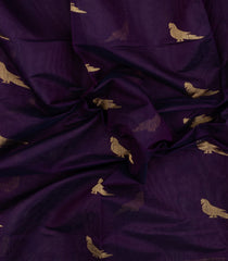 Dark Purple Handloom Silk Cotton Saree With Buttas-SC4332