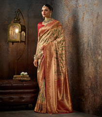 Gold Woven Blended Tissue Saree With Stone Work -EN1972