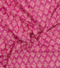 Pink Printed Jaipur Cotton Saree With Floral Motifs-JC1626