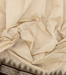 Taupe Handloom Kanchi Cotton Saree With Contrast Silk Temple Border-KC1751