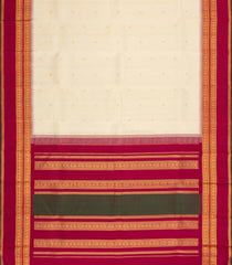 Cream Handloom Korvai Kanchipuram Silk Saree With Buttas-KA15479