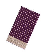 Burugndy Woven Banarasi Khaddi Georgette Silk Saree With Embroidered Border-BE1961