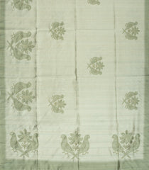 Cardamom Green Woven Blended Dupion Saree With Embroidered Bird Motifs-BL3846