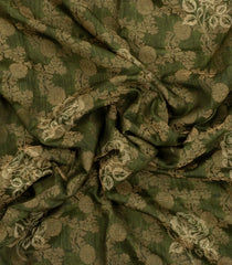Green Printed Synthetics Dola Silk Saree With Floral Zari Motifs-BL5248