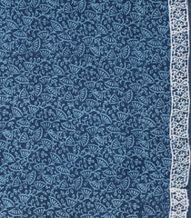 Blue Printed Jaipur Cotton Saree With Floral Motifs-JC1512